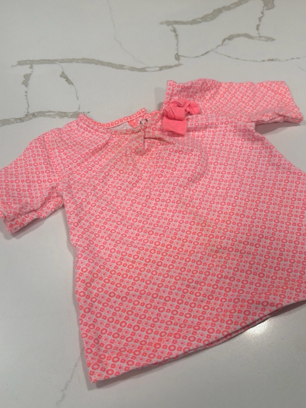 Carter's Pink Printed Short Sleeve Tee with Bow